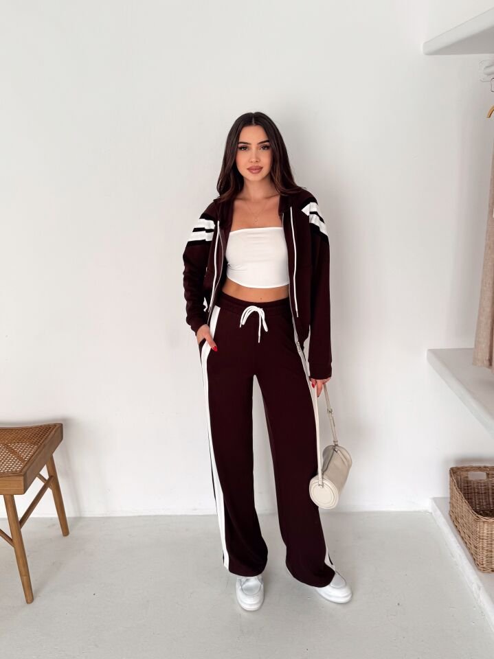 Kadın Şetirtli ve Kapüşonlu Modal Eşofman Takımı