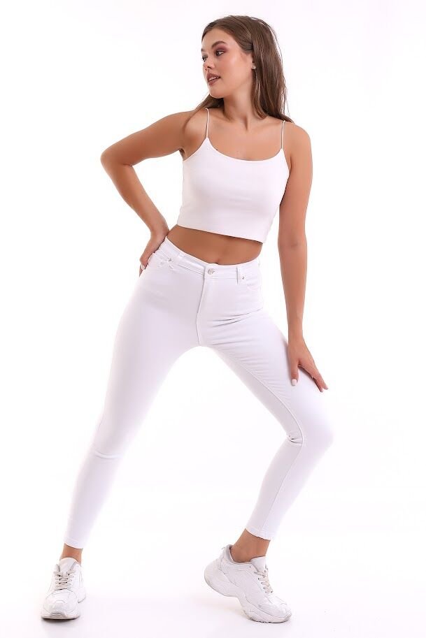 POWER LİKRA SKİNNY JEAN PANTOLON XXL - BEYAZ