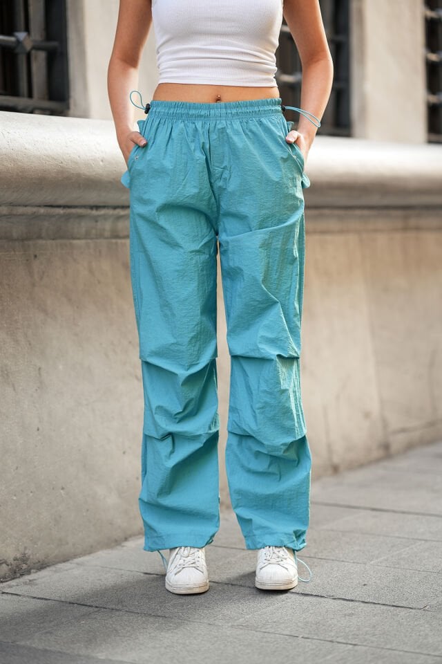BAGGY PANTOLON - BOL PAÇA VE PAÇA LASTİKLİ KULLANILABİLİR - CEP KAPAK MODEL XL - MAVİ
