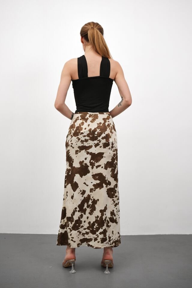 Kadın Uzun Desenli Saten Etek L - KOD-10 DALMAÇ