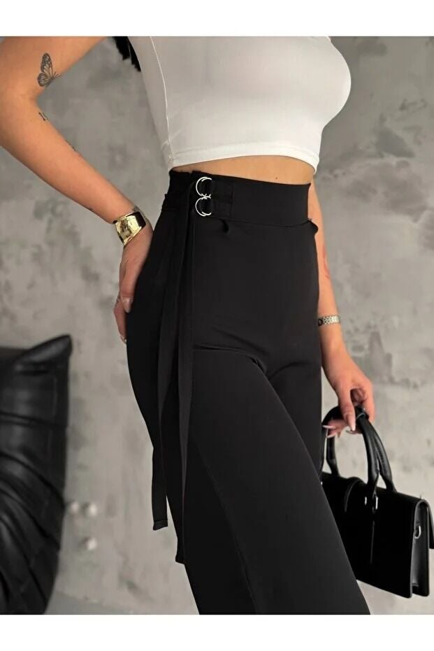 Kadın Bermuda Bej Rengi Kapri Midi Pantolon XL - SİYAH