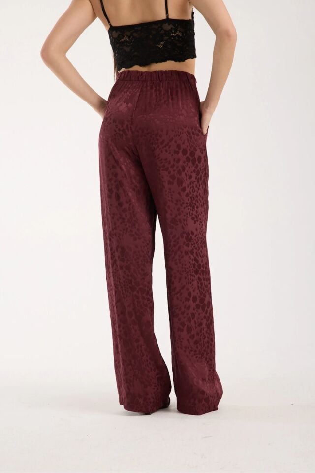 KADIN BAGGY PANTOLON - CEPLİ VE ÖN PİLELİ SALAŞ PANTOLON L - BORDO