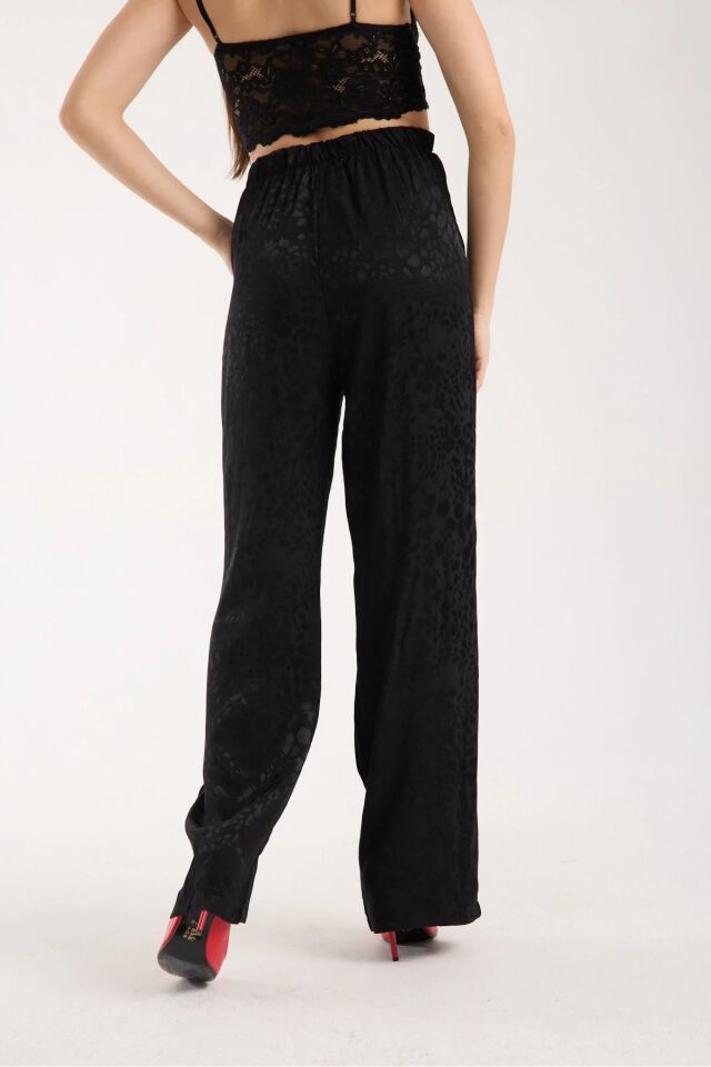 KADIN BAGGY PANTOLON - CEPLİ VE ÖN PİLELİ SALAŞ PANTOLON L - SİYAH