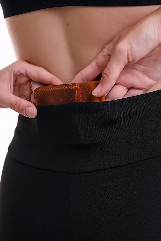 Kadın Bel Cepli Sporcu  Tayt Şort 2XL