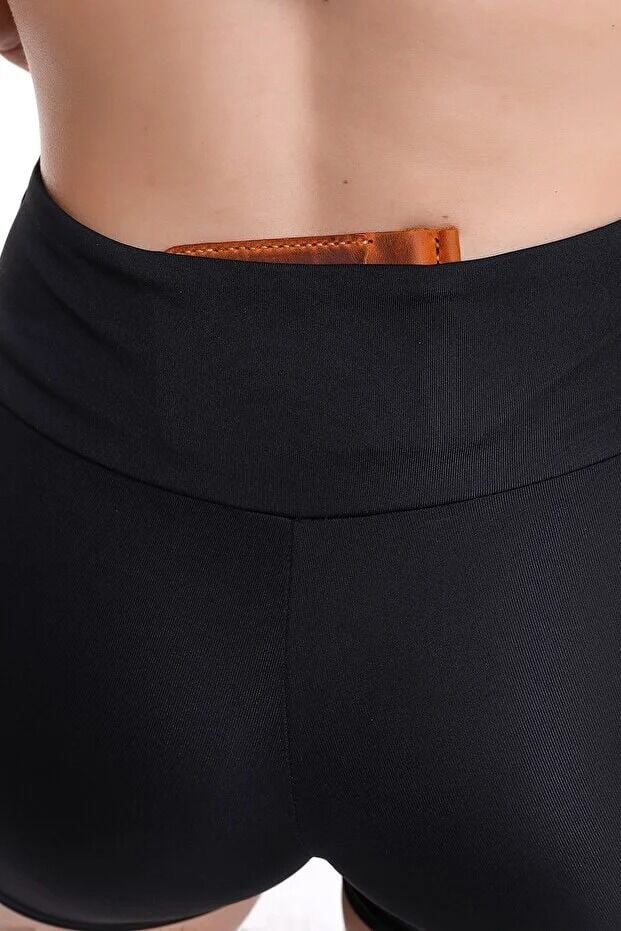 Kadın Bel Cepli Sporcu  Tayt Şort 2XL