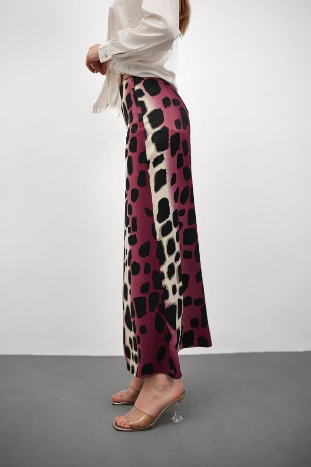 Kadın Uzun Desenli Saten Etek XL - KOD-4 PEMBE