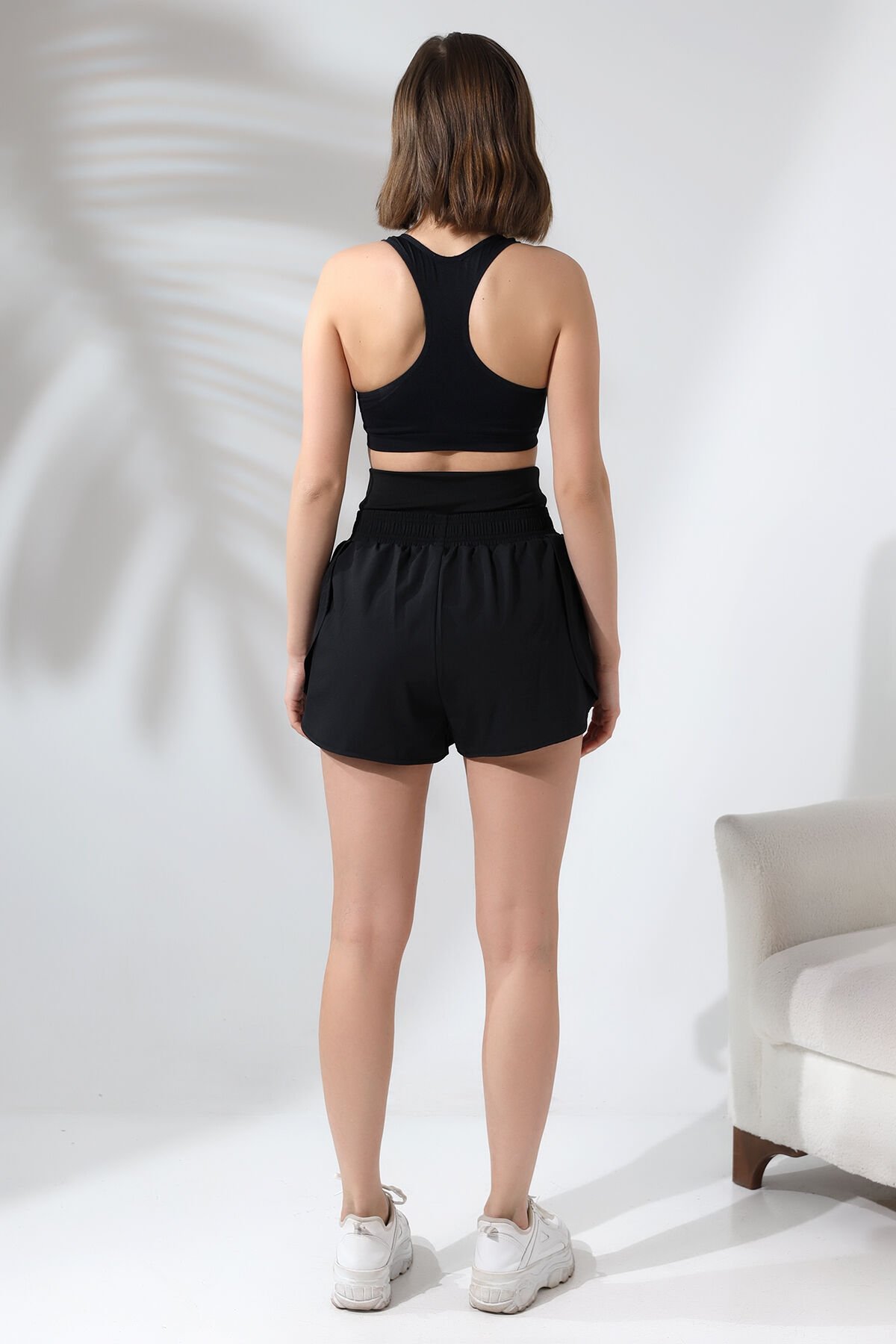 LAZER DETAYLI HAVUZ DENİZ ŞORTU SİYAH /WOMEN'S POOL AND SEA SHORTS xxl
