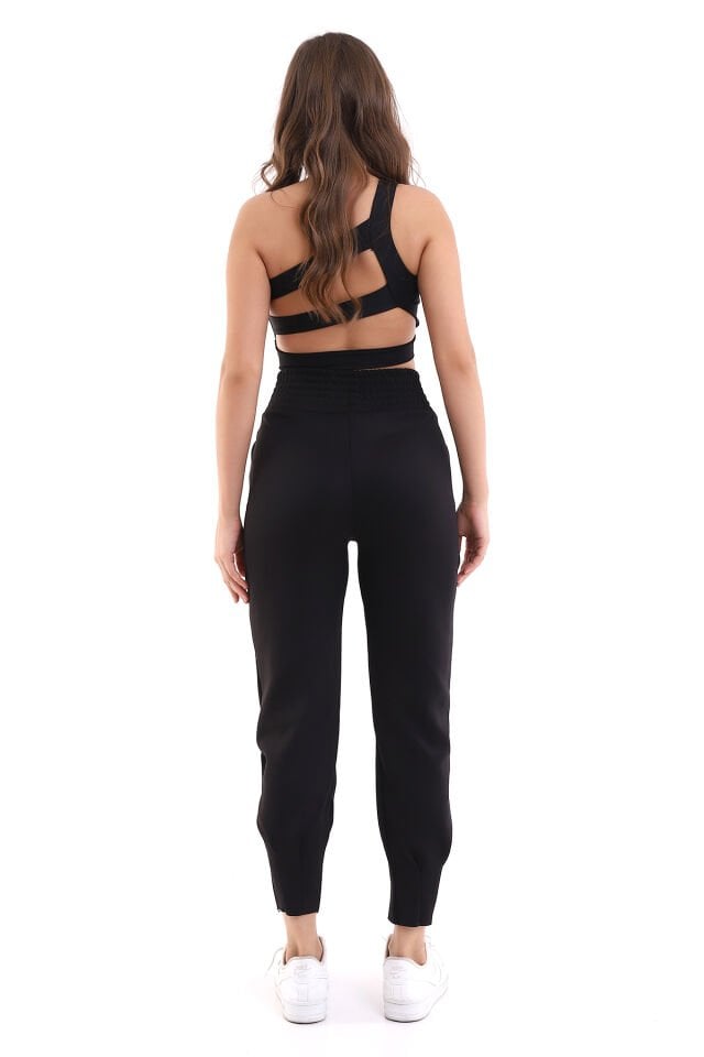 Siyah Jogger Eşofman Altı Scuba Dalgıç Yüksek Bel Likralı WM XXL