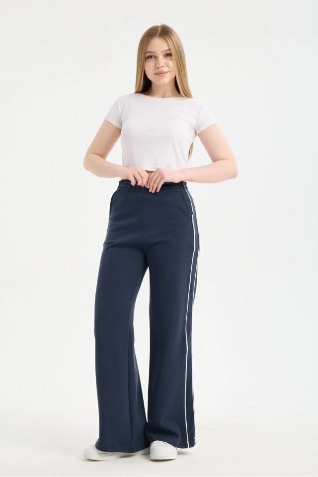 Kadın Yandan Şeritli  Modal Kumaş  Eşofman Altı 2280 XL - LACİVERT