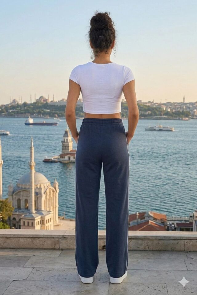 Kadın Yandan Şeritli  Modal Kumaş  Eşofman Altı 2280 XL - LACİVERT