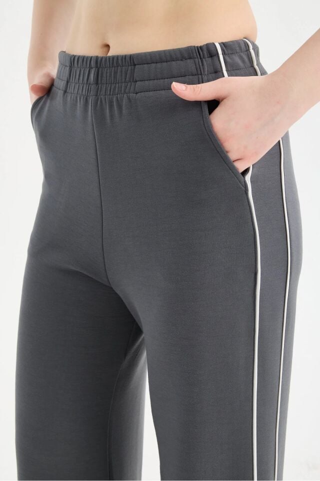 Kadın Yandan Şeritli  Modal Kumaş  Eşofman Altı 2280 XL - GRİ