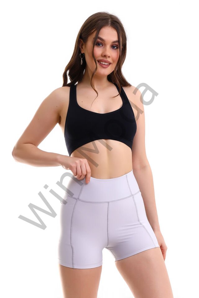 KADIN CEPLİ TAYT ŞORT  KORSE KUMAŞ SIKILAŞTIRICI ŞORT TAYT /SPORTS TIGHTS SHORTS XL - AÇIK GRİ