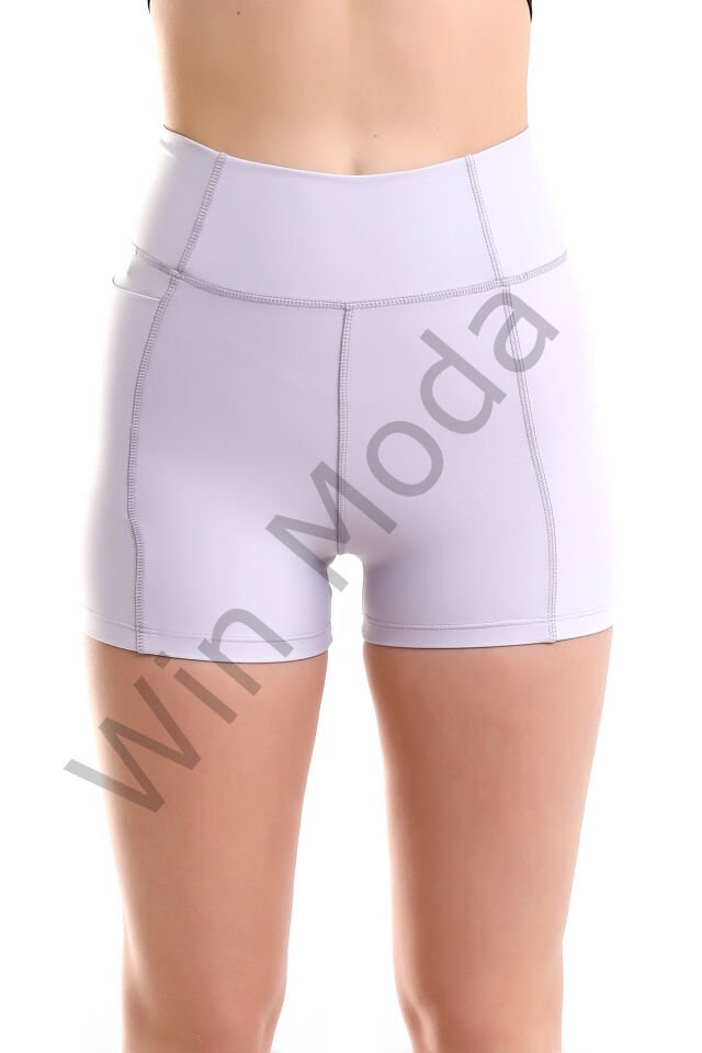 KADIN CEPLİ TAYT ŞORT  KORSE KUMAŞ SIKILAŞTIRICI ŞORT TAYT /SPORTS TIGHTS SHORTS XL - AÇIK GRİ