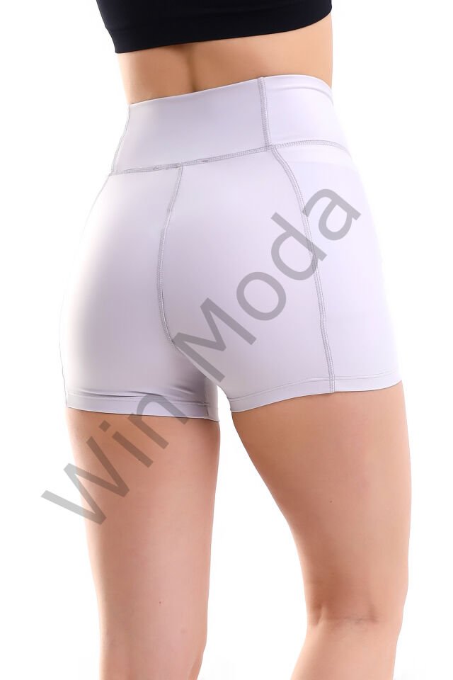 KADIN CEPLİ TAYT ŞORT  KORSE KUMAŞ SIKILAŞTIRICI ŞORT TAYT /SPORTS TIGHTS SHORTS XL - AÇIK GRİ