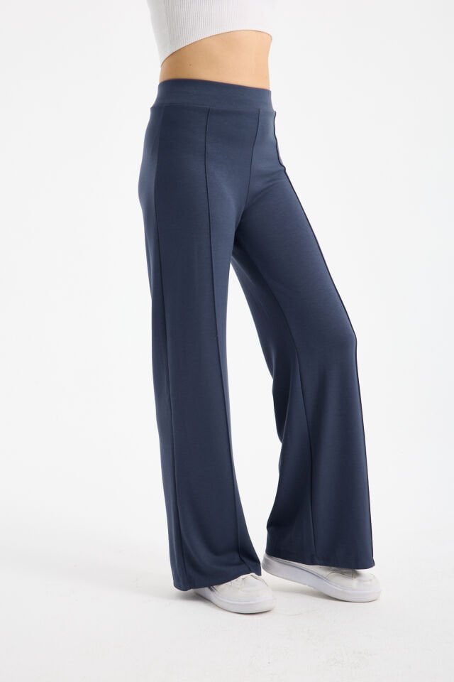 Kadın Dökümlü ve Dokulu  Alt Ön Dikişli Esnek Eşofman Altı XL - ANTRASİT KOYU GRİ