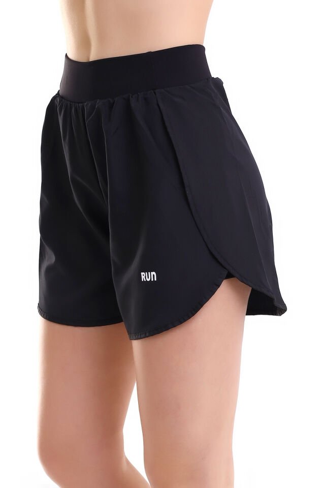 Kadın Siyah Renk Run Sporcu Taytlı Şort XXL