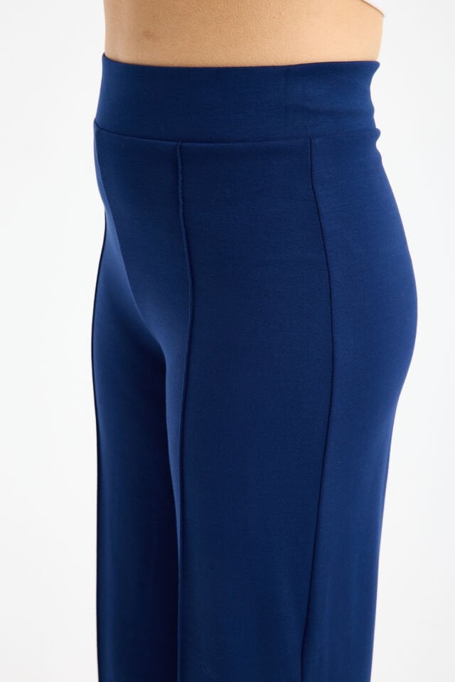 Kadın Dökümlü ve Dokulu  Alt Ön Dikişli Esnek Eşofman Altı XL - AÇIK LACİVERT