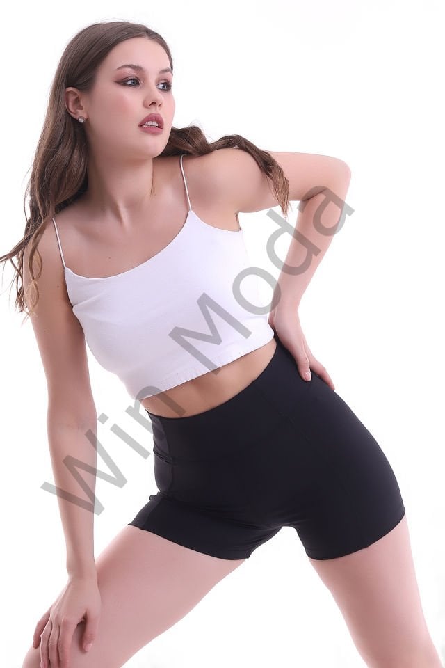 KADIN CEPLİ TAYT ŞORT  KORSE KUMAŞ SIKILAŞTIRICI ŞORT TAYT /SPORTS TIGHTS SHORTS XL - SİYAH