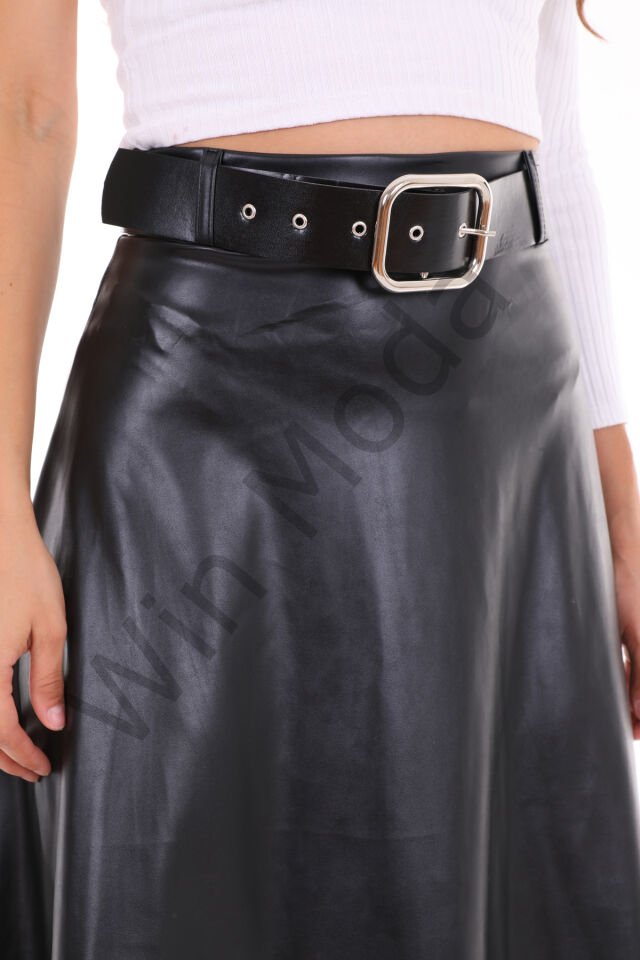 UZUN KLOŞ ETEK SUNİ DERİ M