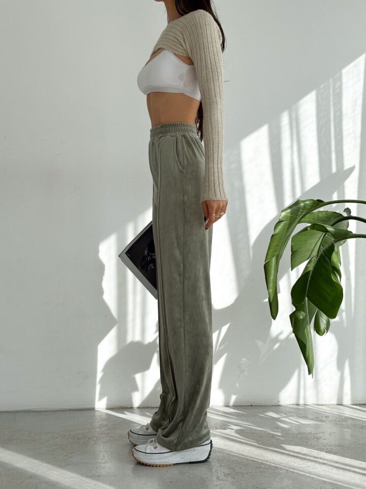 Kadın Geniş Paça Max Boy Kadife Pantolon 2251 M - ÇAĞLA YEŞİLİ