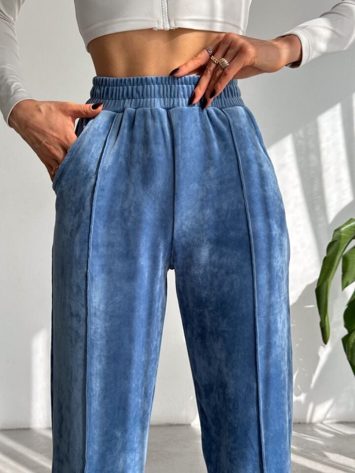 Kadın Geniş Paça Max Boy Kadife Pantolon 2251 XL - İNDİGO LACİVERT