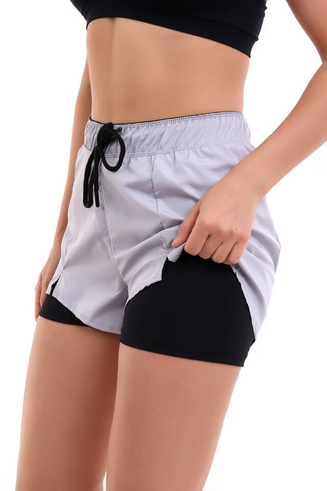 Kadın Taytlı Şort Sporcu Survıve Gri Rengi XXL