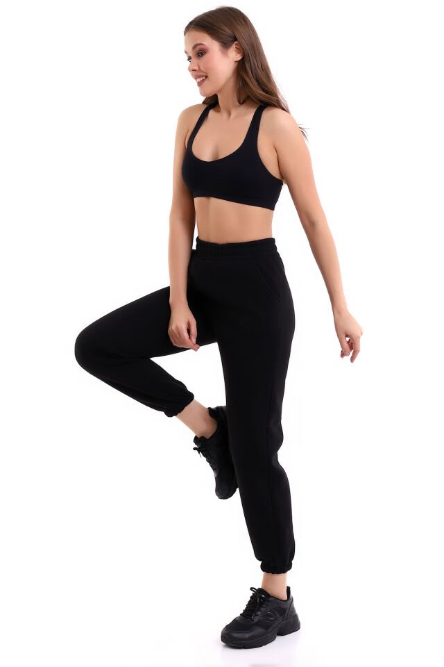 JOGGER 3 İPLİK EŞOFMAN ALTI İÇİ ŞARDONLU KALIN KUMAŞ XL - SİYAH