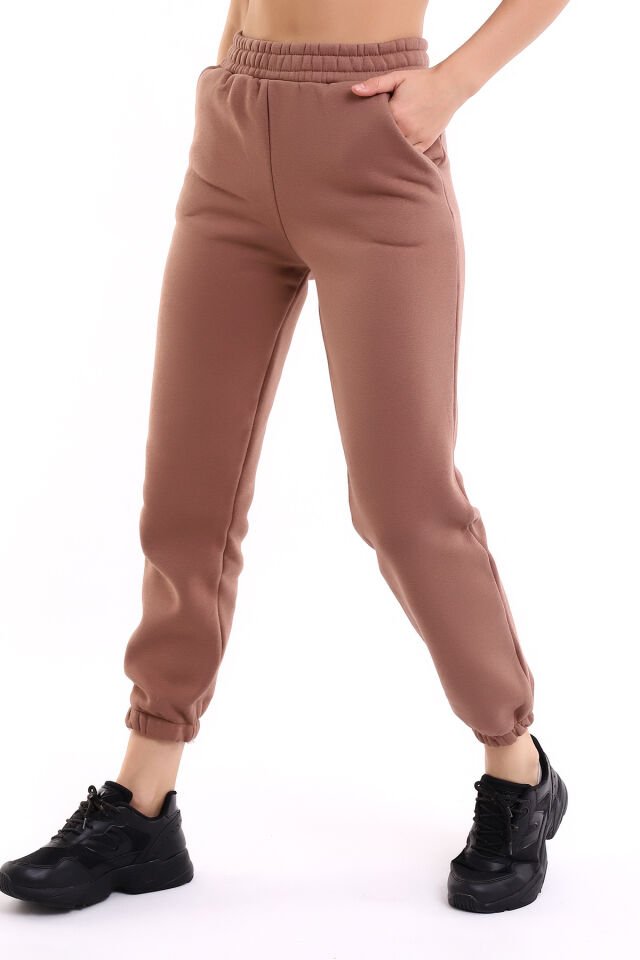 JOGGER 3 İPLİK EŞOFMAN ALTI İÇİ ŞARDONLU KALIN KUMAŞ XL - SÜTLÜ KAHVE