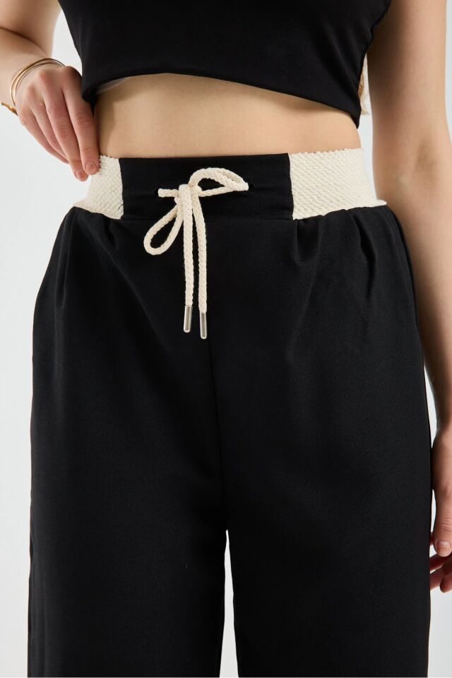 Winmoda Yüksek Bel Lastikli Kadın Pantolon – Cepli, Bel -Bel Detaylı 9802 XL