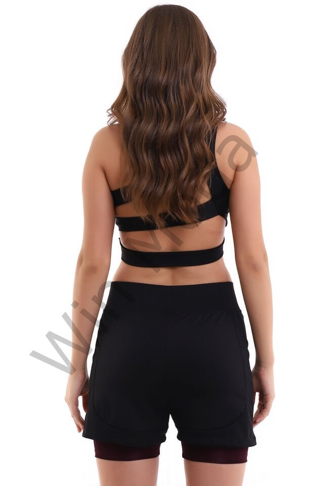 Fileli Taytlı Şort XXL - YEŞİL