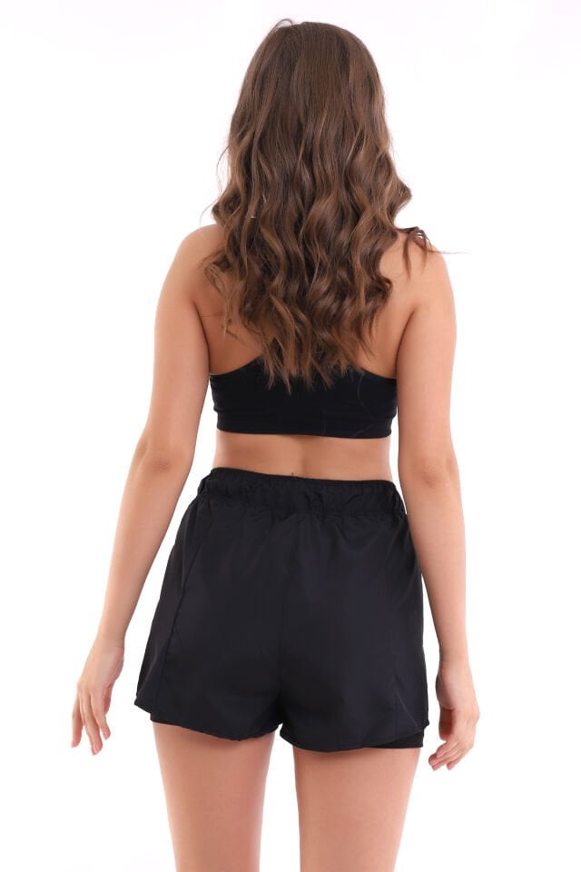 Kadın Siyah Renk Taytlı Survive Sporcu Şort WM S