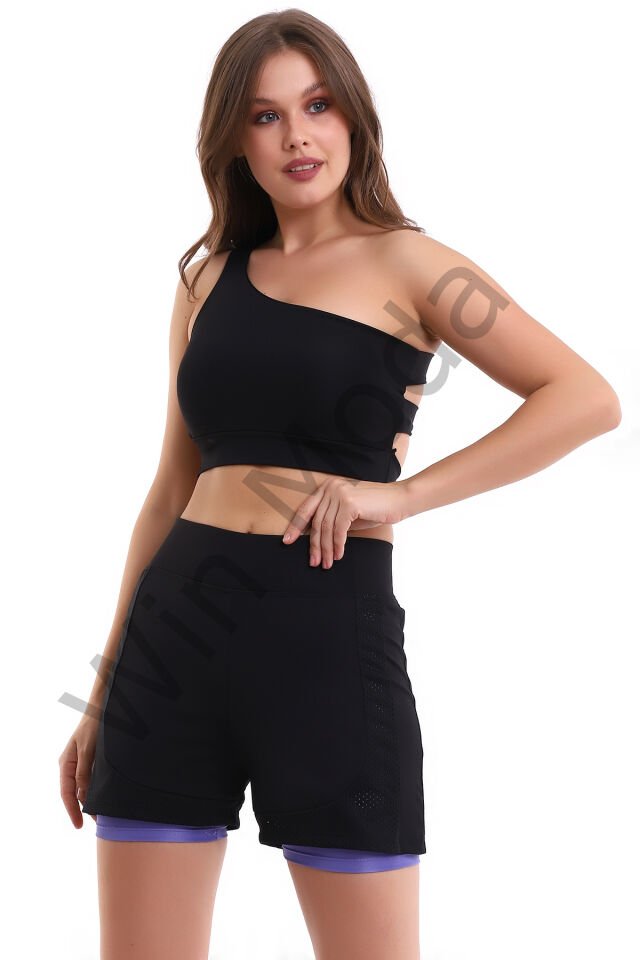 Fileli Taytlı Şort XS - LİLA