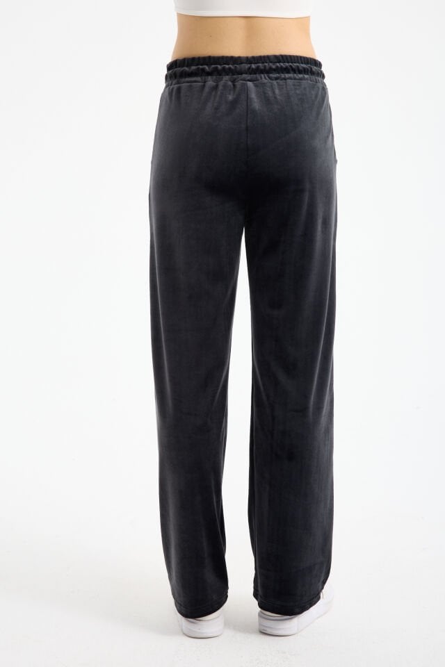 Kadın Geniş Paça Max Boy Kadife Pantolon 2251 2XL - KÜLSİYAH