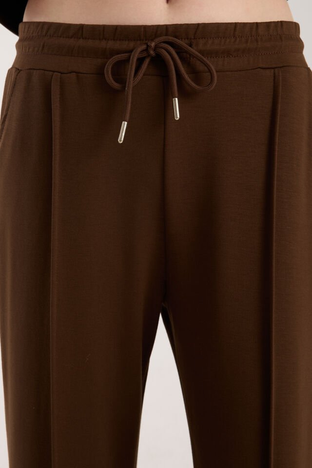 Kadın Hakim Yaka Fermuarlı Modal Kumaş Alt Üst Takım 2371 XL - KAHVERENGİ