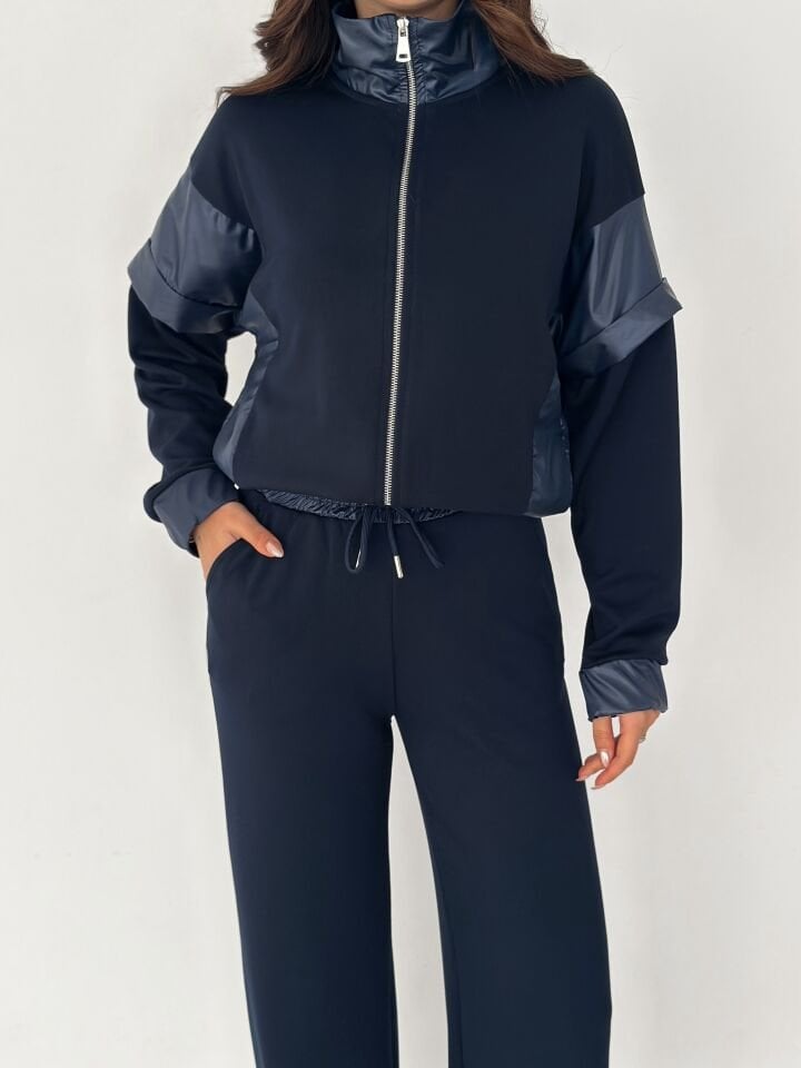 Kadın Garnili Modal Kumaş Baggy Eşofman Altı 2605 XL - LACİVERT