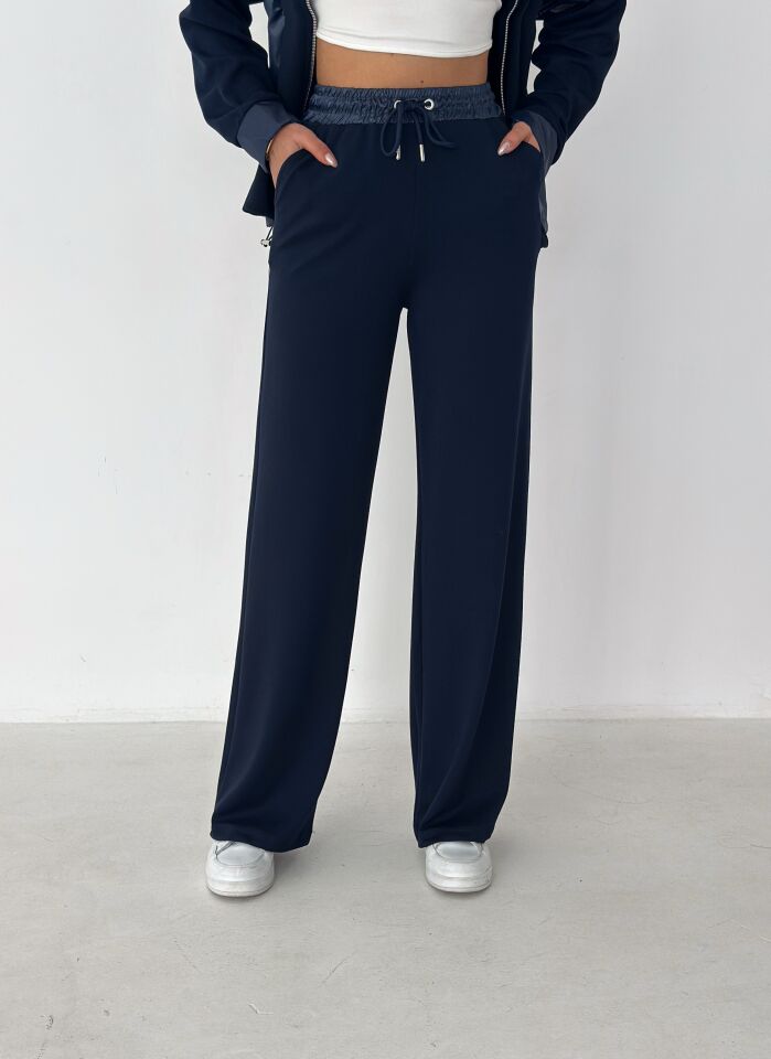 Kadın Garnili Modal Kumaş Baggy Eşofman Altı 2605 XL - LACİVERT