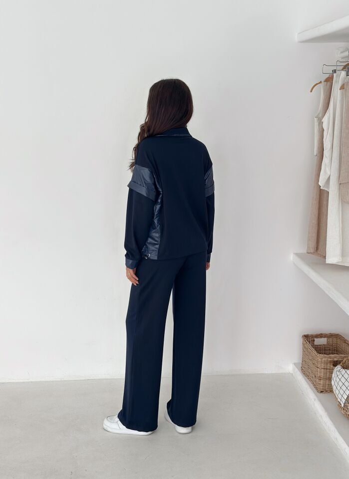 Kadın Garnili Modal Kumaş Baggy Eşofman Altı 2605 XL - LACİVERT