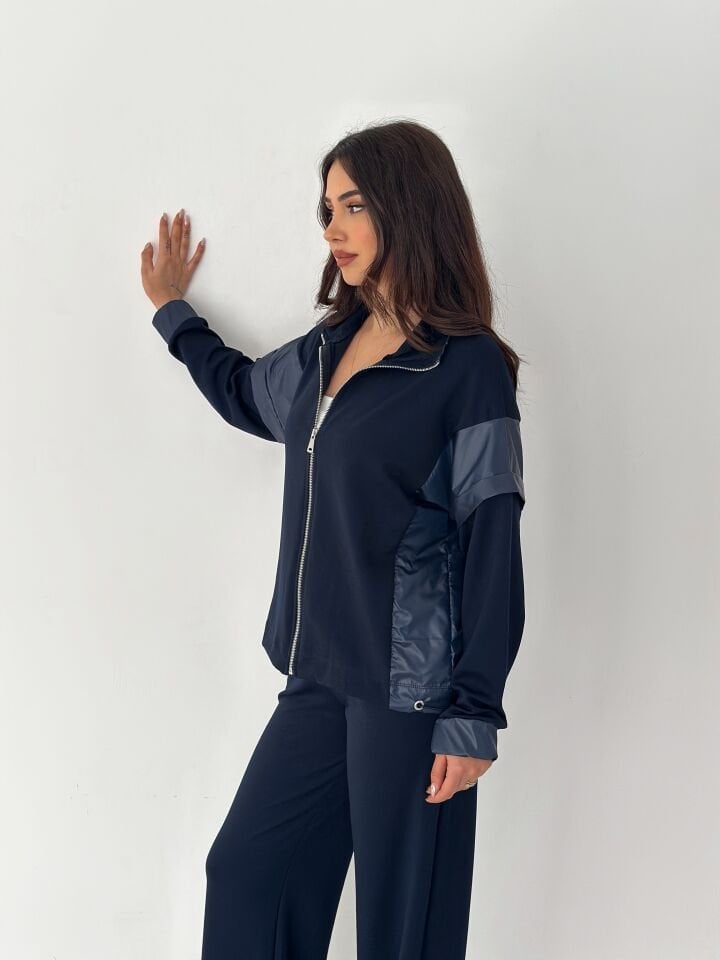 Kadın Garnili Modal Kumaş Baggy Eşofman Altı 2605 XL - LACİVERT