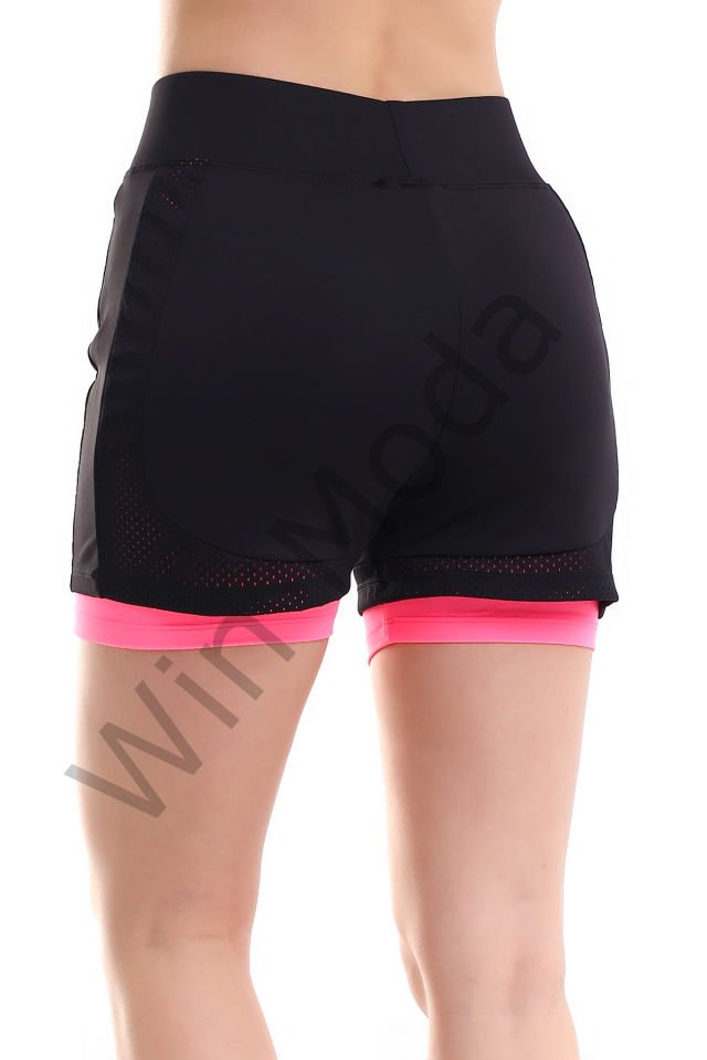 Kadın Fileli Taytlı Şort S - PEMBE