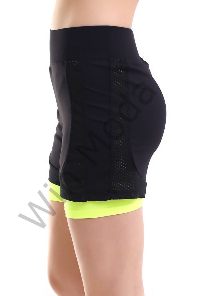 Kadın Fileli Taytlı Şort S - YEŞİL