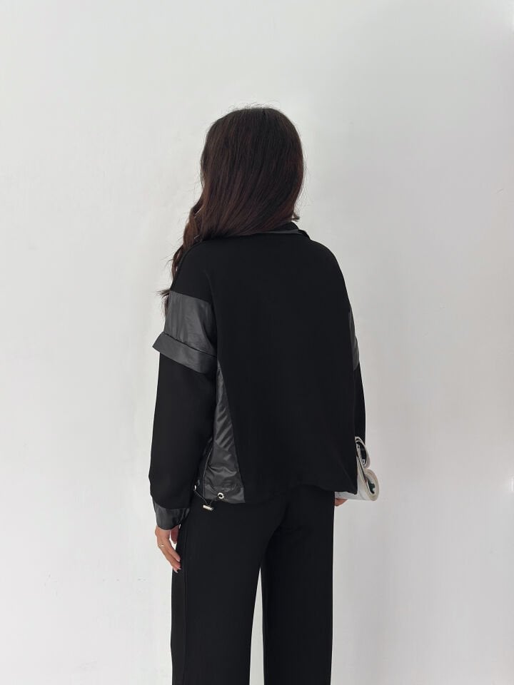 Kadın Garnili Modal Kumaş Baggy Eşofman Altı 2605 XL - SİYAH