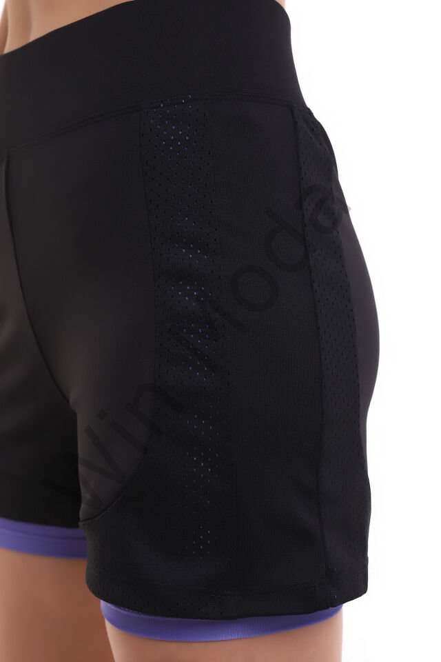 Fileli Taytlı Şort M - LİLA