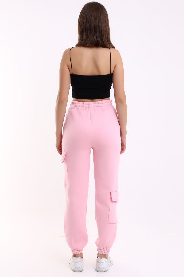 Kadın Yan Kargo Cepli  Modern Jogger Paça Eşofman Altı M - PEMBE