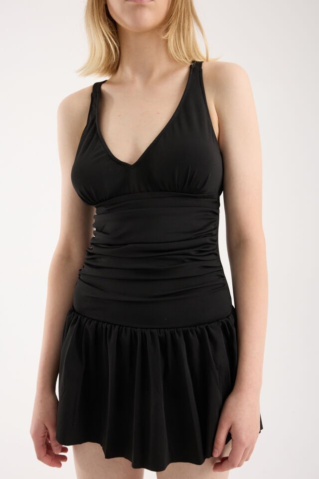 Şort Etekli Mayo Bel Büzgülü Model WM1520 2XL