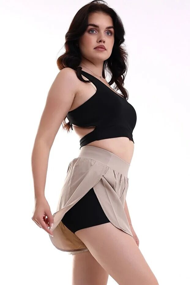 Kadın Run Taylı Şort XS - BEJ