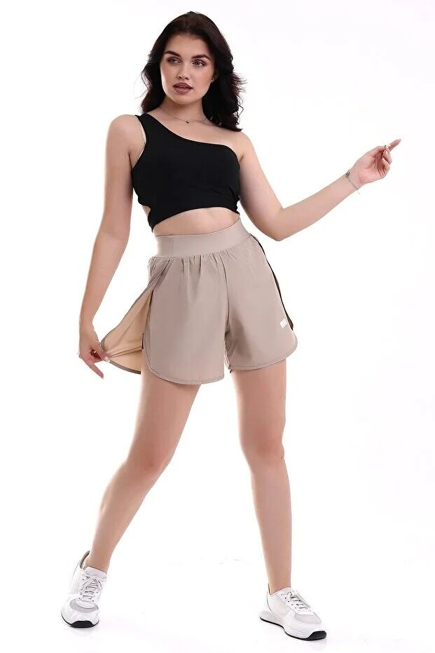 Kadın Run Taylı Şort XS - BEJ