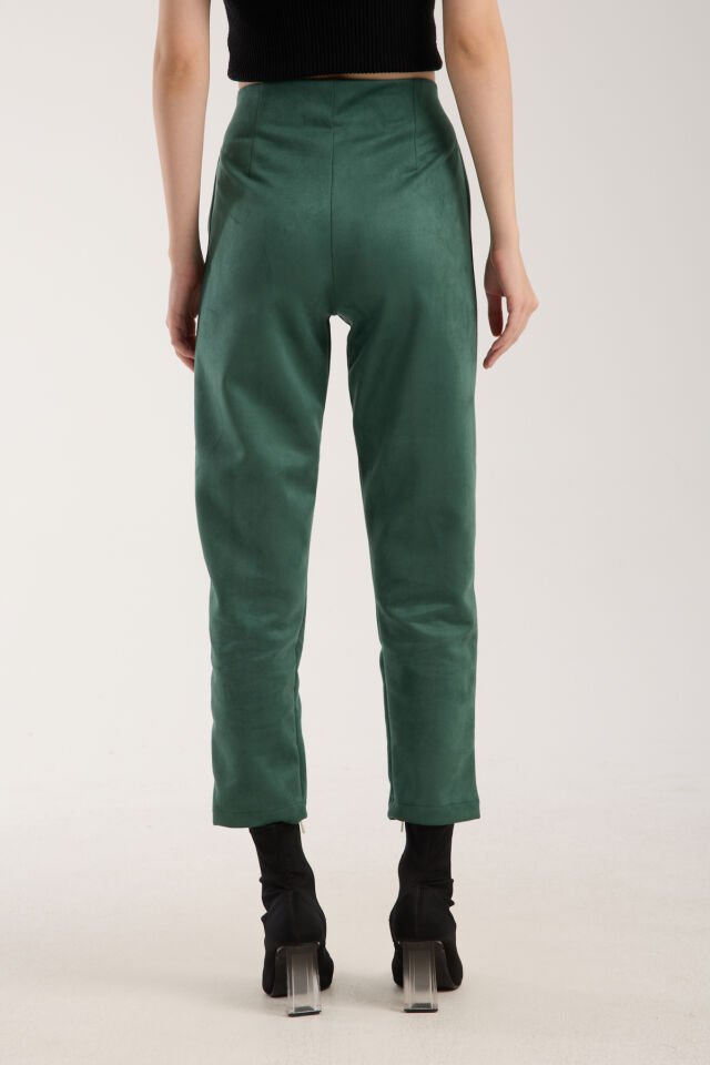 Kadın Pensli Süet Cepli Pantolon WM M - YEŞİL