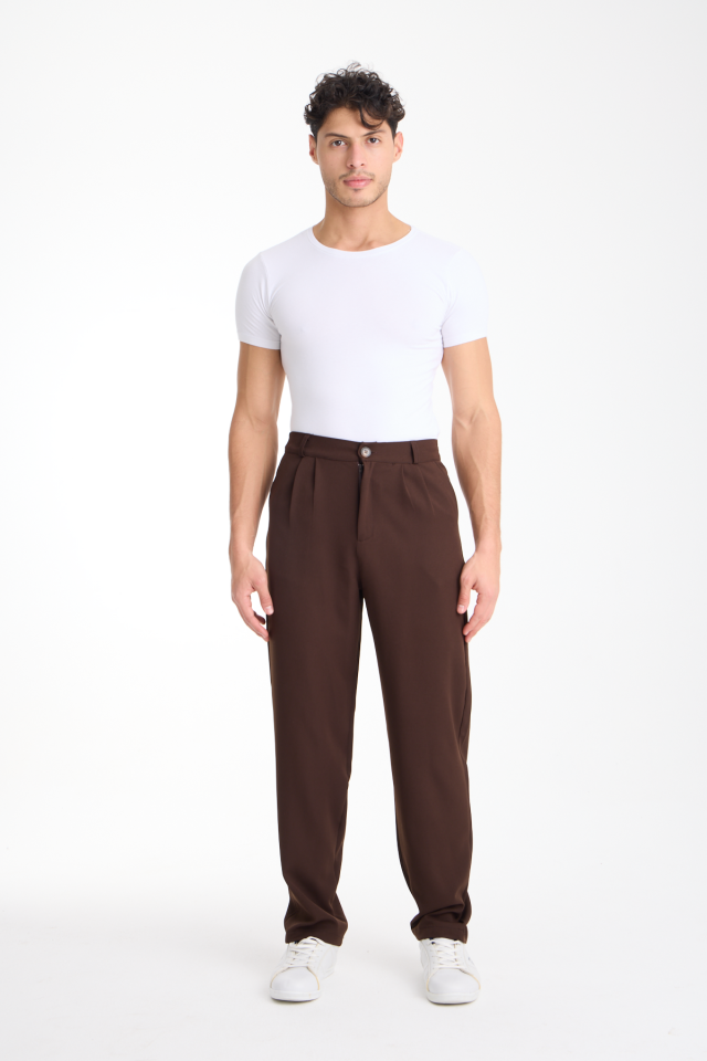 Dökümlü Esnek Baggy Erkek Pantolon WM1521 M - KAHVERENGİ