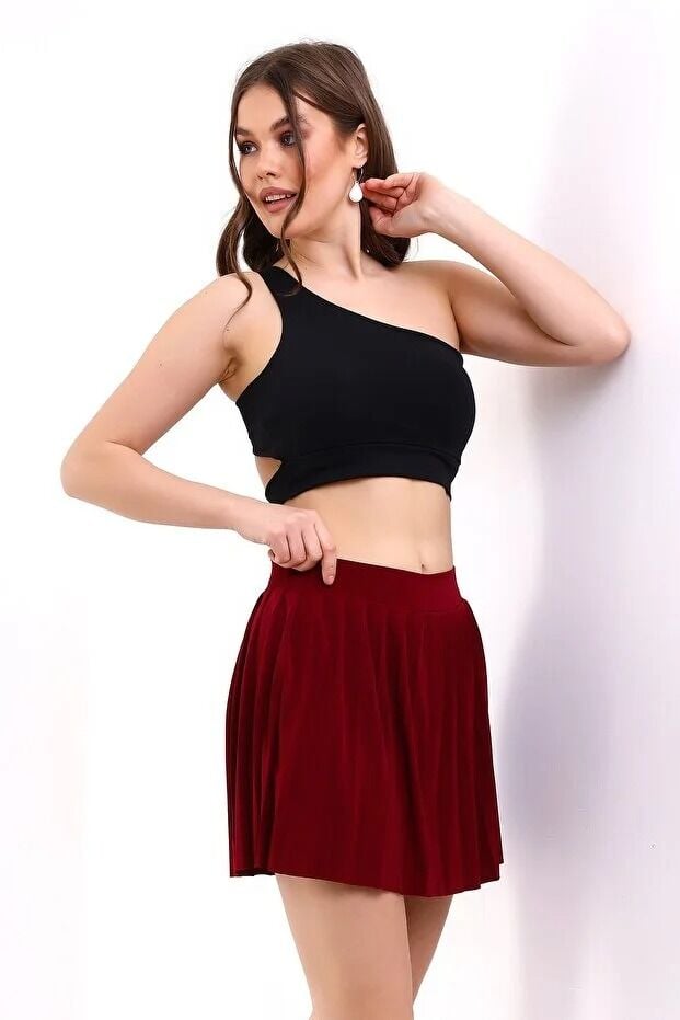 Kadın İçi Taytlı Tenis Eteği L - KIRMIZI
