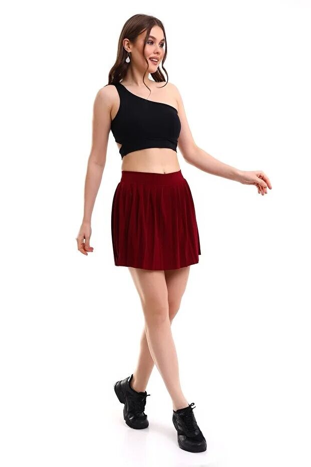 Kadın İçi Taytlı Tenis Eteği L - KIRMIZI